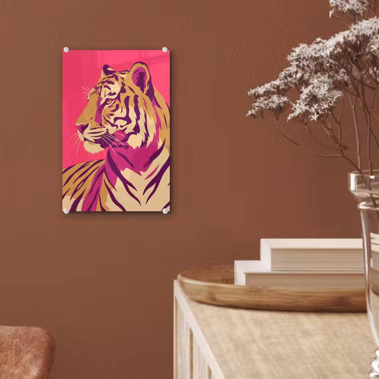 Glas schilderij - Tijger - Modern - Neon — 6