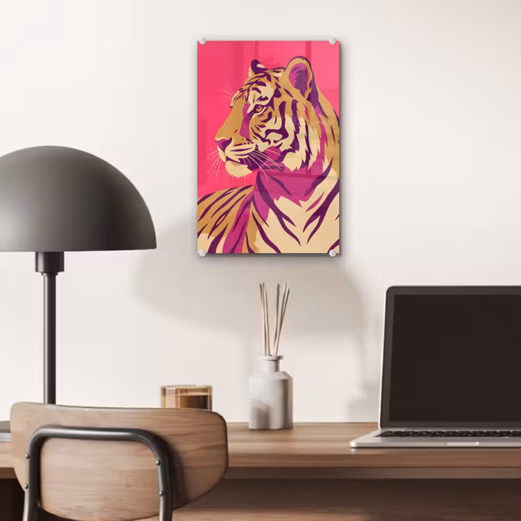 Glas schilderij - Tijger - Modern - Neon — 7