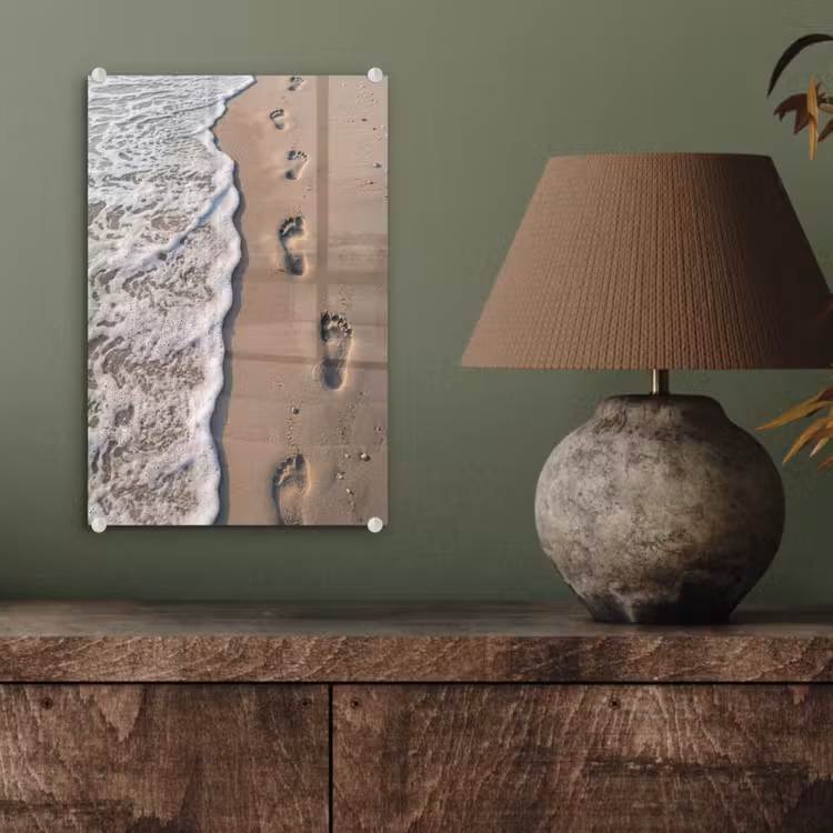 Glas schilderij - Voetstappen - Vloedlijn - Zee — 4