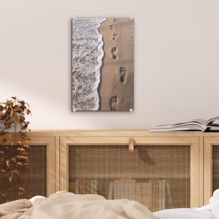 Glas schilderij - Voetstappen - Vloedlijn - Zee — 5
