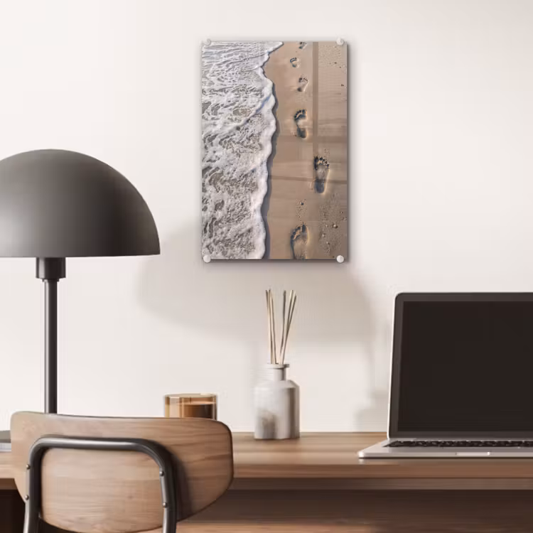 Glas schilderij - Voetstappen - Vloedlijn - Zee — 7