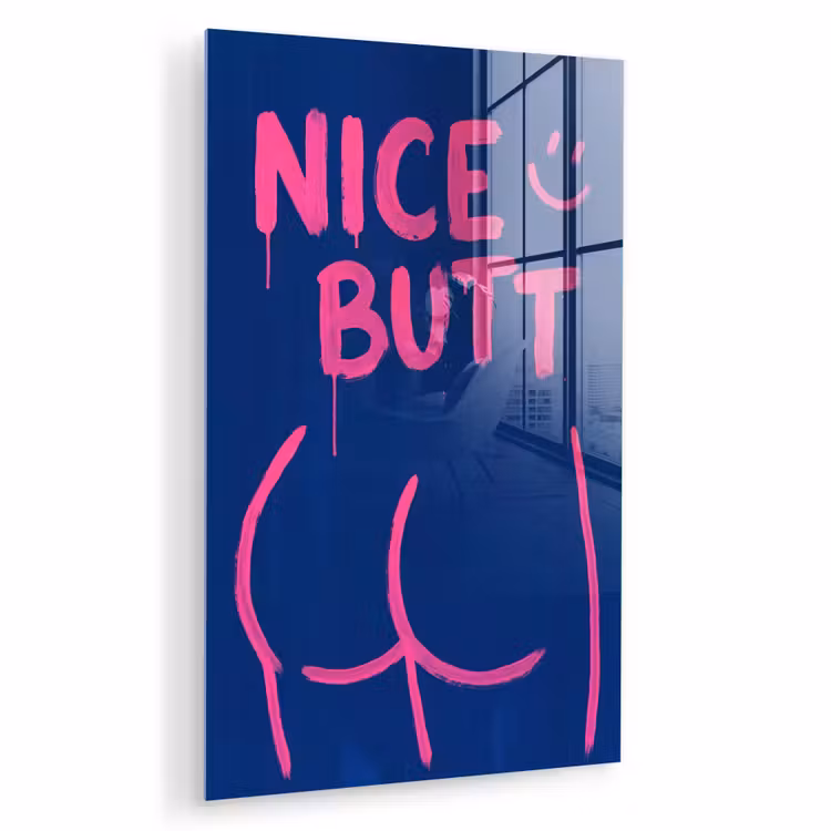 Glas schilderij - Brutaal - Grappig - Blauw — 1
