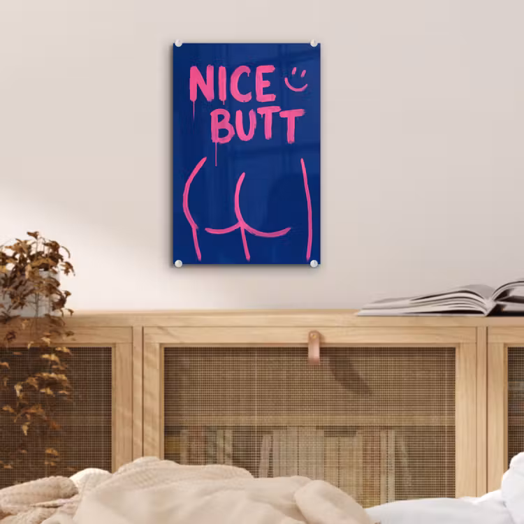Glas schilderij - Brutaal - Grappig - Blauw — 5