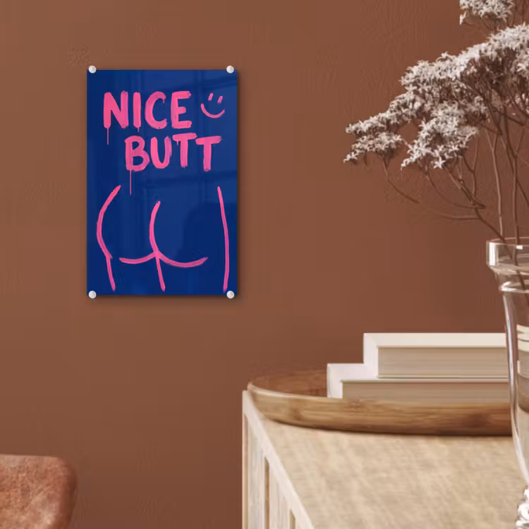 Glas schilderij - Brutaal - Grappig - Blauw — 6