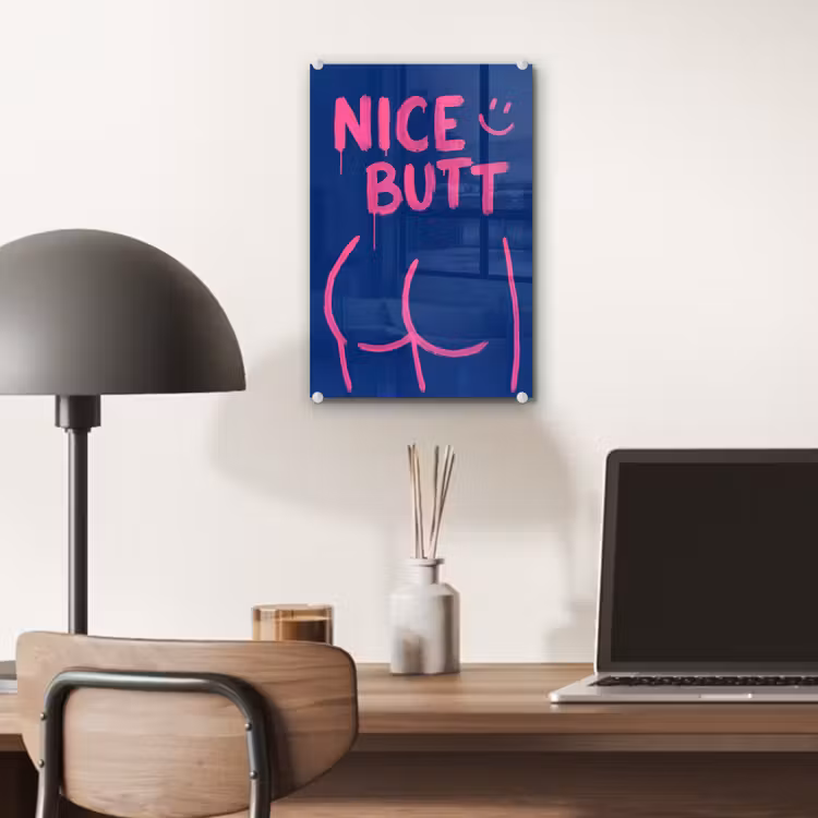 Glas schilderij - Brutaal - Grappig - Blauw — 7