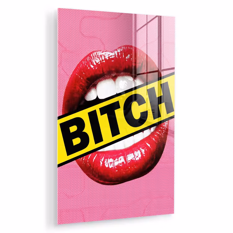 Glas schilderij - Lippen - Tekst - Kleurrijk — 1