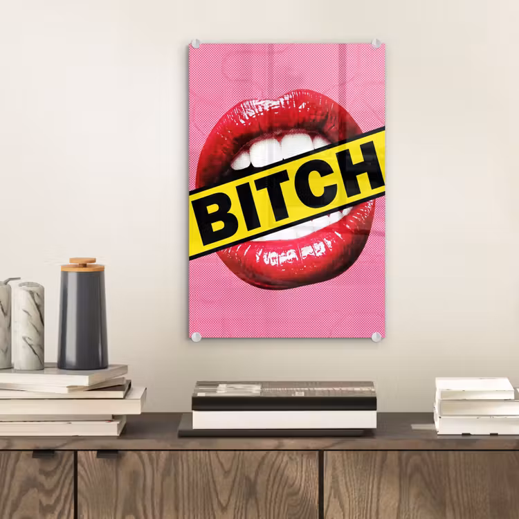 Glas schilderij - Lippen - Tekst - Kleurrijk — 2