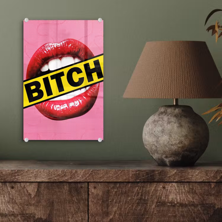 Glas schilderij - Lippen - Tekst - Kleurrijk — 4