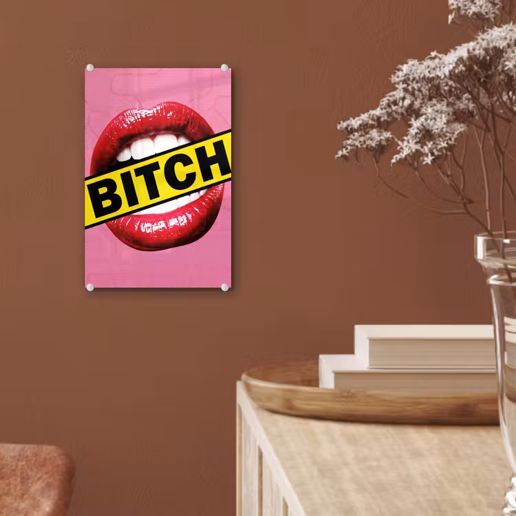 Glas schilderij - Lippen - Tekst - Kleurrijk — 6