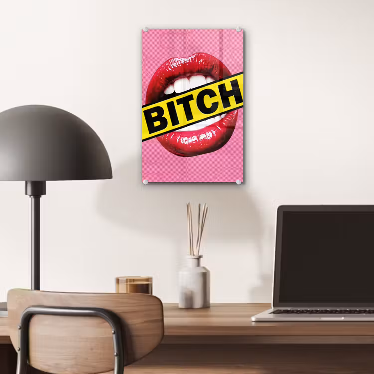 Glas schilderij - Lippen - Tekst - Kleurrijk — 7