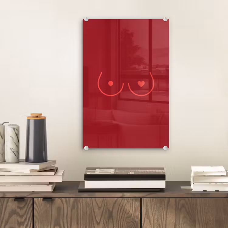 Glas schilderij - Minimalistisch - Lijnillustratie - Rood — 2