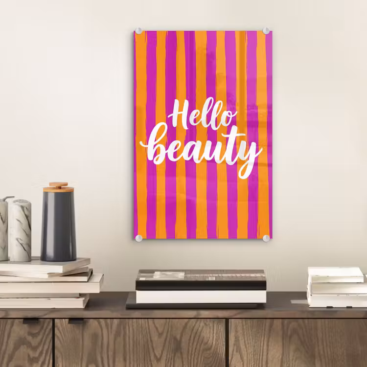 Glas schilderij - Modern - Hello - Oranje — 2