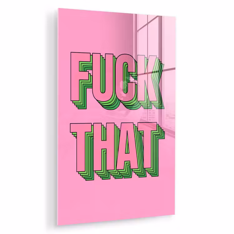 Glas schilderij - Tekst - Bold - Roze — 1