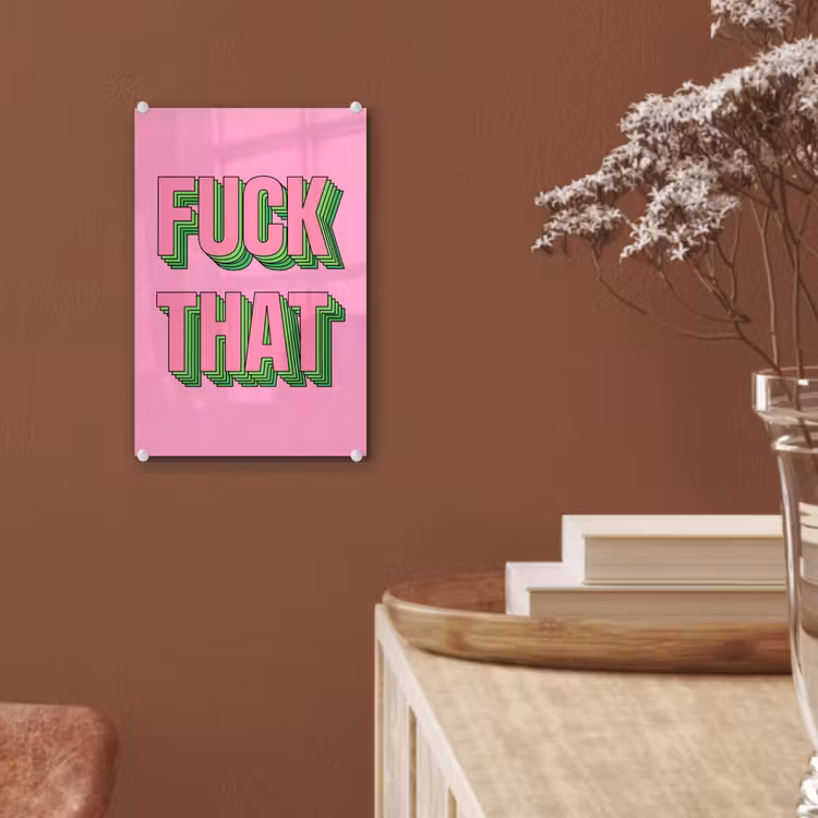 Glas schilderij - Tekst - Bold - Roze — 6