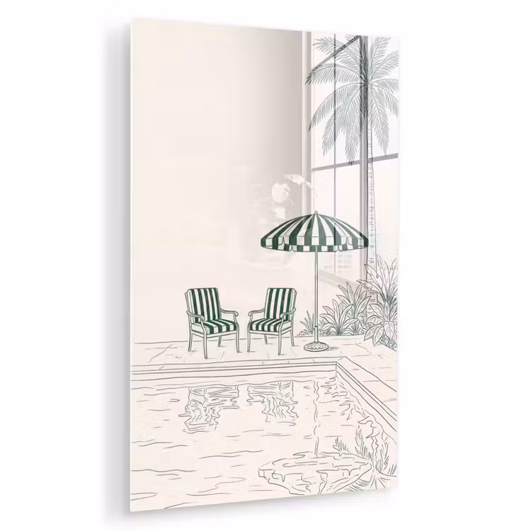 Glas schilderij - Terras - Illustratie - Groen — 1