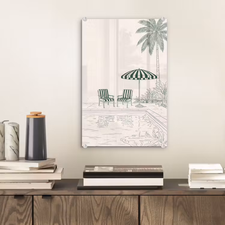 Glas schilderij - Terras - Illustratie - Groen — 2