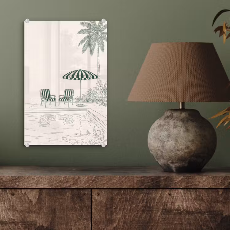 Glas schilderij - Terras - Illustratie - Groen — 4
