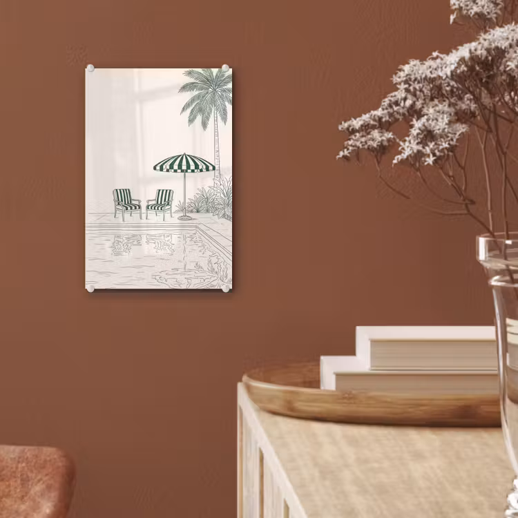 Glas schilderij - Terras - Illustratie - Groen — 6