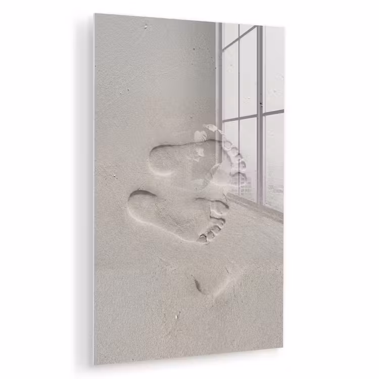 Glas schilderij - Voeten - Afdrukken - Zand — 1