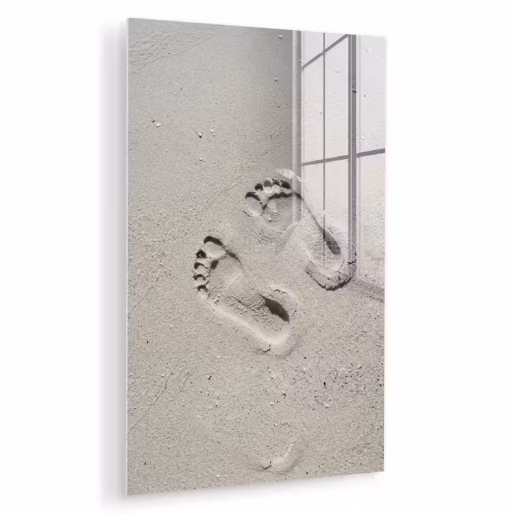 Glas schilderij - Voeten - Zand - Zee — 1