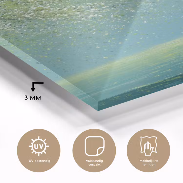 Glas schilderij - Bootje - Water - Bladeren - Bloesems — 3