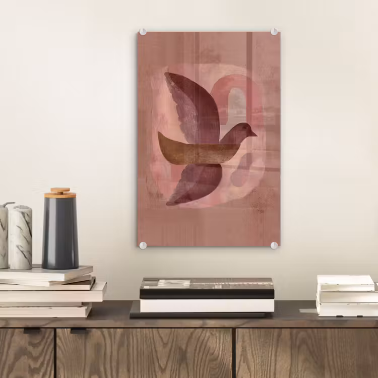 Glas schilderij - Illustratie - Vogels - Abstract - Roze — 2
