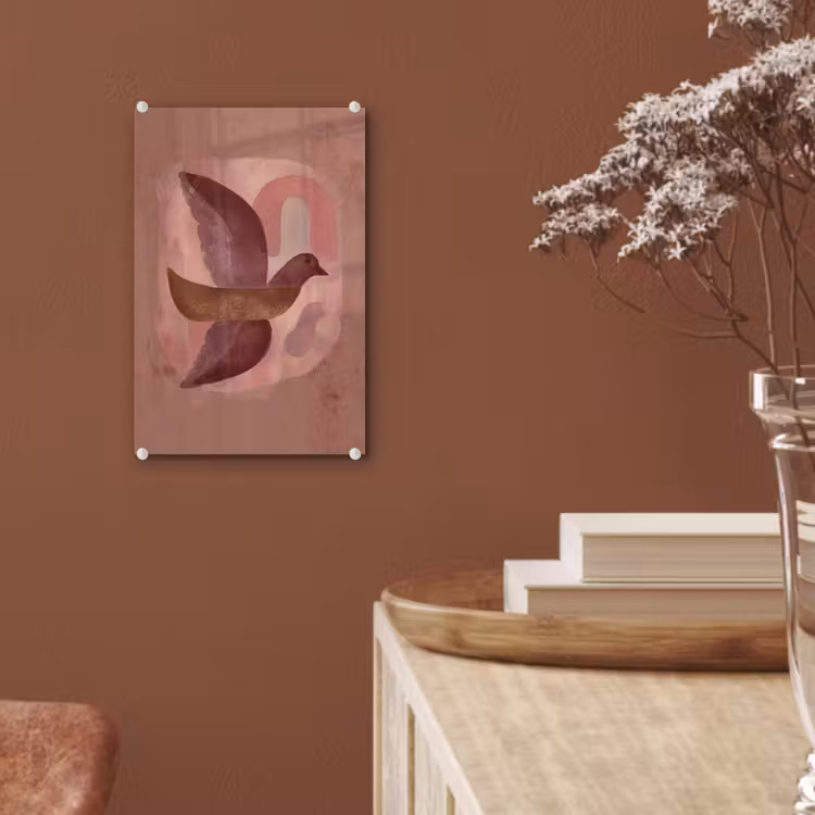 Glas schilderij - Illustratie - Vogels - Abstract - Roze — 6