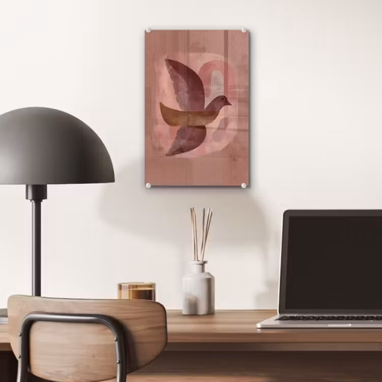 Glas schilderij - Illustratie - Vogels - Abstract - Roze — 7