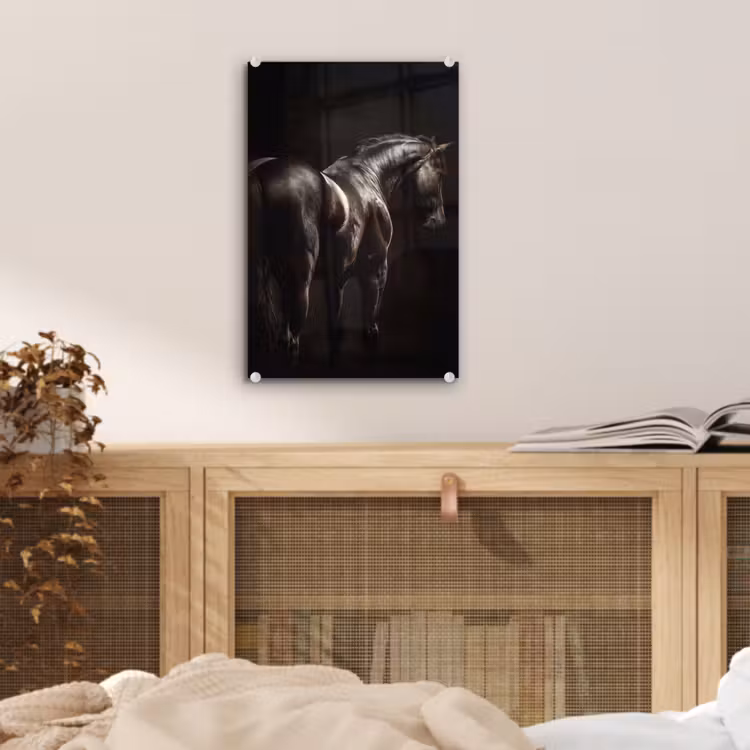 Glas schilderij - Krachtig - Paard - Donker — 5