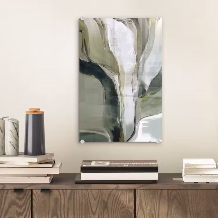 Glas schilderij - Natuur - Abstract - Groen - Penseelstreken — 2