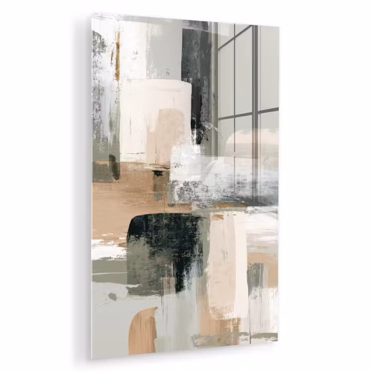 Glas schilderij - Penseelstreken - Abstract - Aardetinten — 1