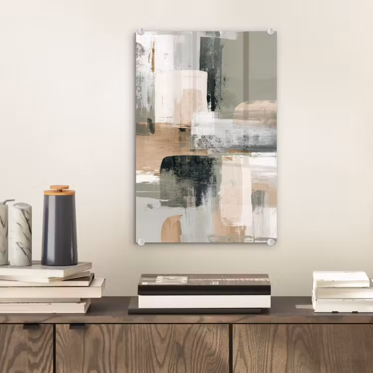 Glas schilderij - Penseelstreken - Abstract - Aardetinten — 2