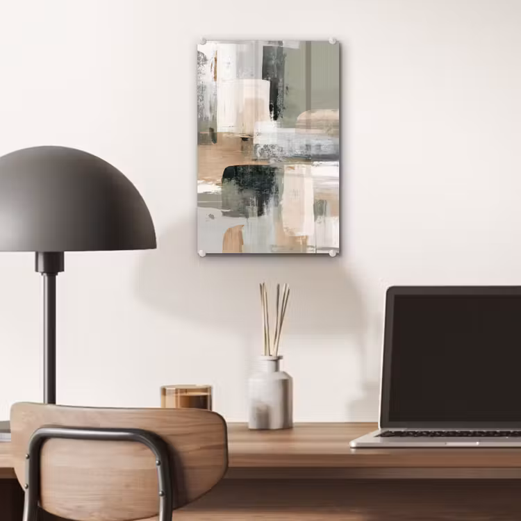 Glas schilderij - Penseelstreken - Abstract - Aardetinten — 7