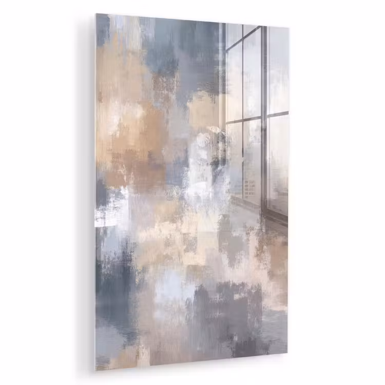 Glas schilderij - Penseelstreken - Schilderij - Beige — 1