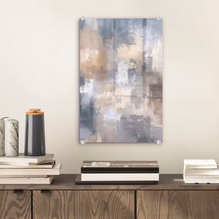 Glas schilderij - Penseelstreken - Schilderij - Beige — 2