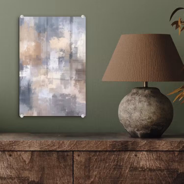 Glas schilderij - Penseelstreken - Schilderij - Beige — 4