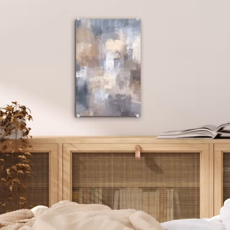 Glas schilderij - Penseelstreken - Schilderij - Beige — 5