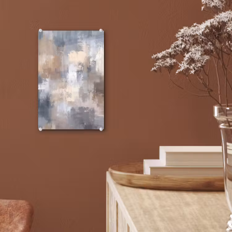Glas schilderij - Penseelstreken - Schilderij - Beige — 6