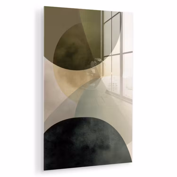 Glas schilderij - Vlakken - Abstract - Beige - Cirkels — 1
