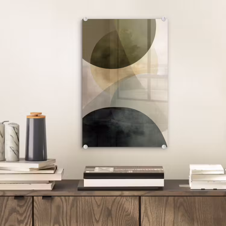 Glas schilderij - Vlakken - Abstract - Beige - Cirkels — 2