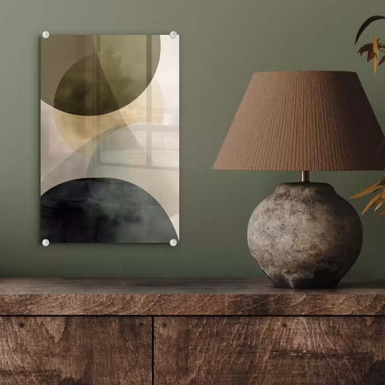 Glas schilderij - Vlakken - Abstract - Beige - Cirkels — 4