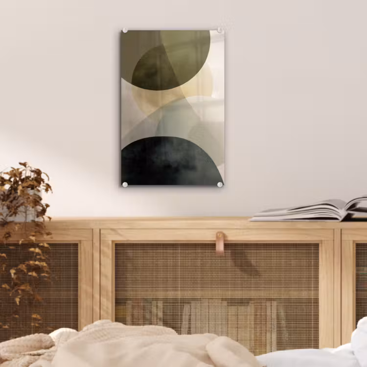 Glas schilderij - Vlakken - Abstract - Beige - Cirkels — 5
