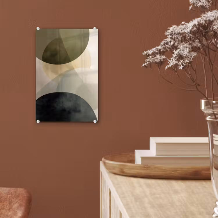 Glas schilderij - Vlakken - Abstract - Beige - Cirkels — 6