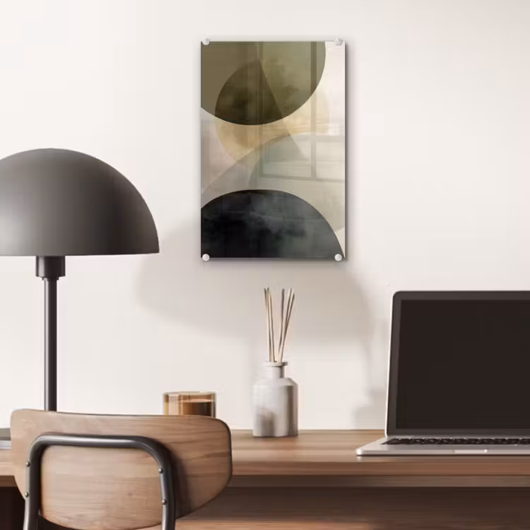 Glas schilderij - Vlakken - Abstract - Beige - Cirkels — 7