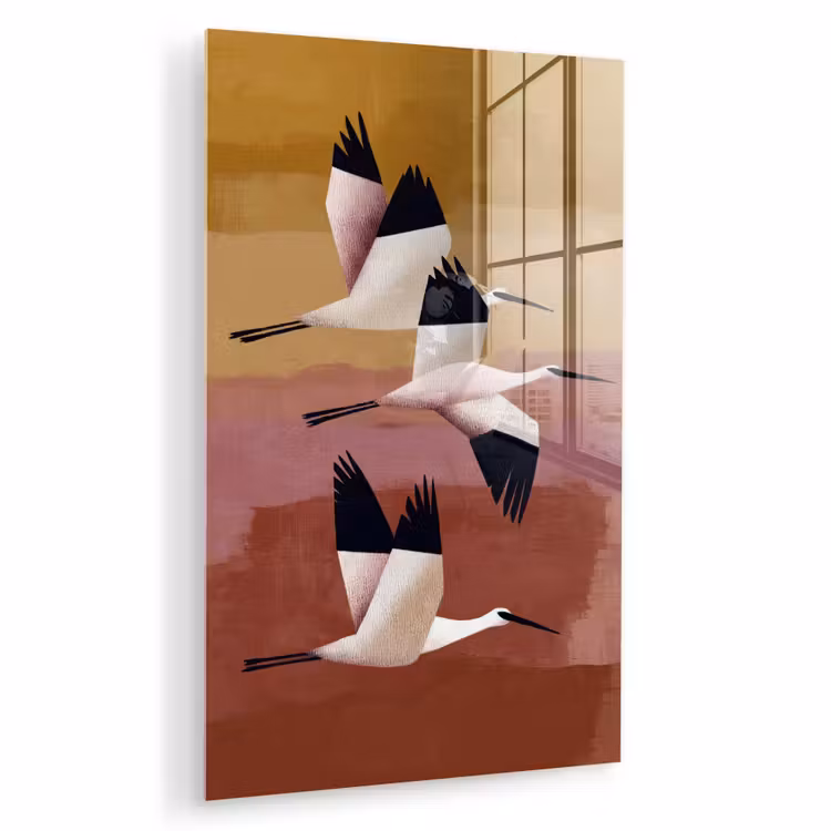 Glas schilderij - Vogels - Snavel - Abstract — 1