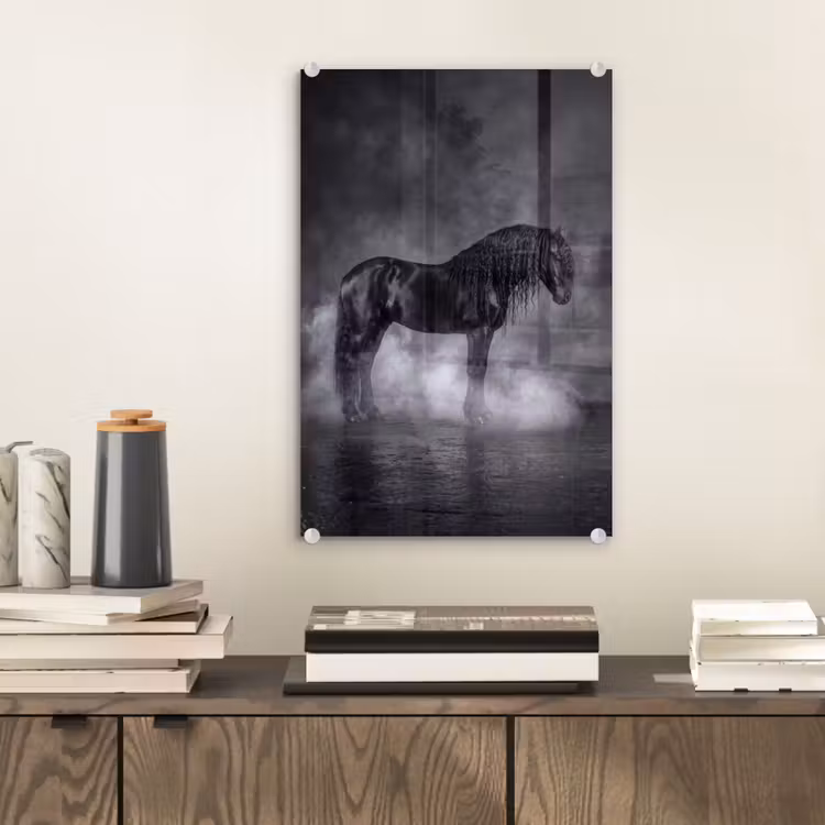 Glas schilderij - Paard - Magisch - Zwart — 2