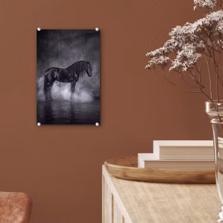 Glas schilderij - Paard - Magisch - Zwart — 6