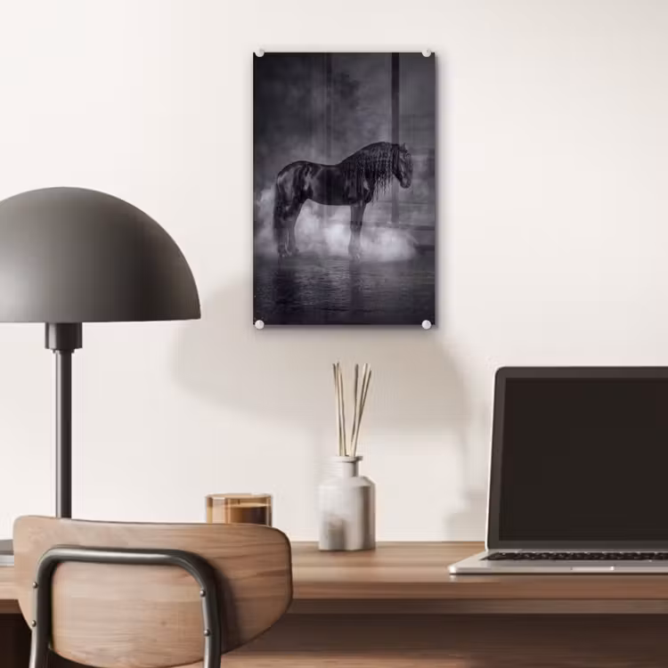 Glas schilderij - Paard - Magisch - Zwart — 7