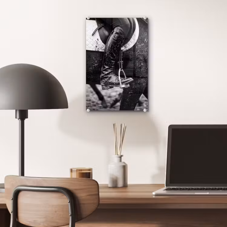 Glas schilderij - Paard - Sport - Zwart - Wit — 7