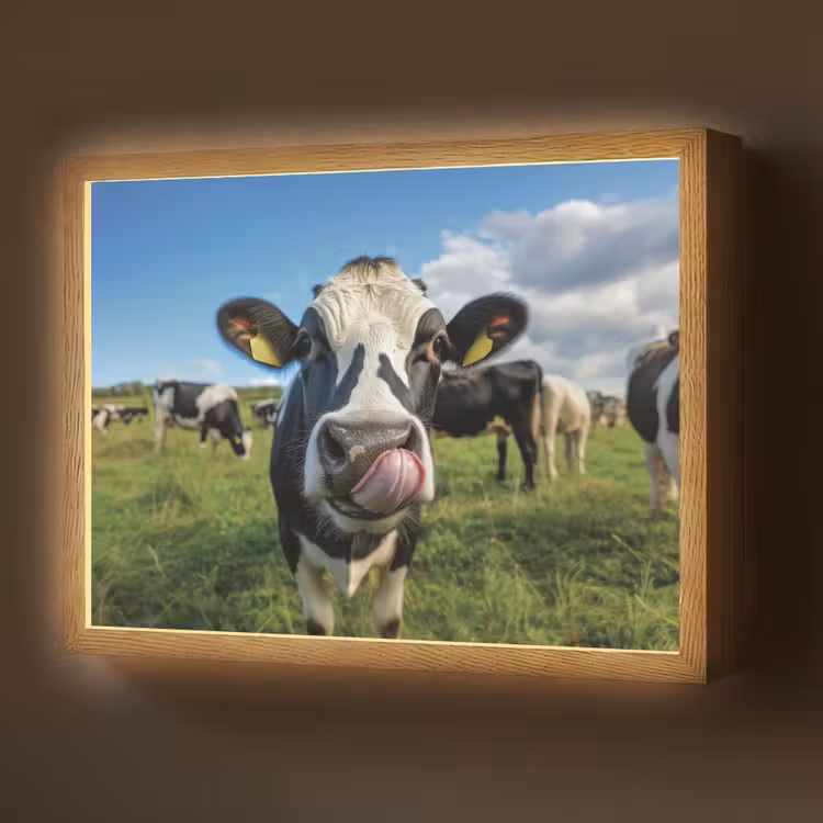 Lightbox - Wandlamp - Koe - Tong - Weide — 1